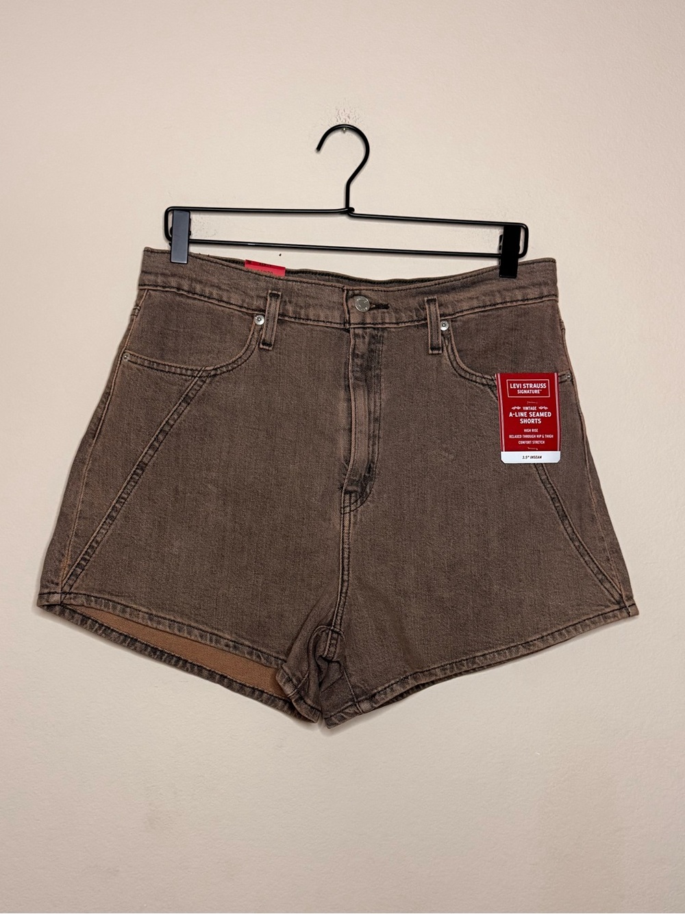 Levi Signature Vintage A-Line Seamed Acid Washed Shorts